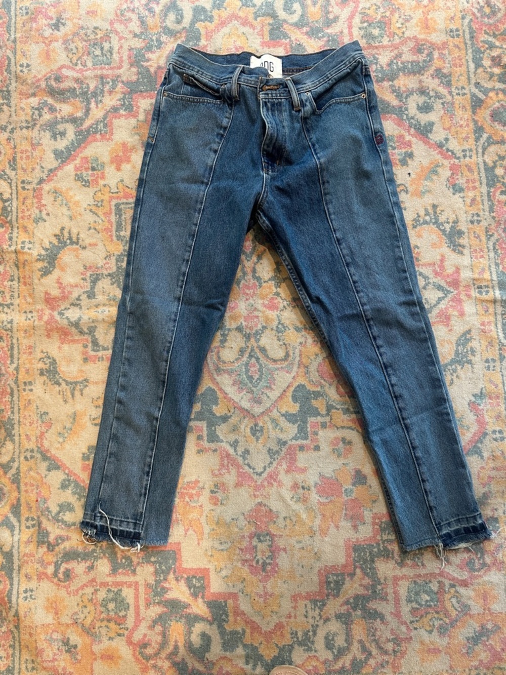 BDG Two-Tone Straight Leg Jeans in Dark Blue